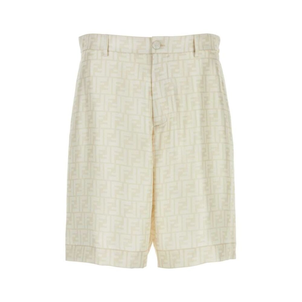 Fendi Men Embroidered Silk Bermuda Shorts